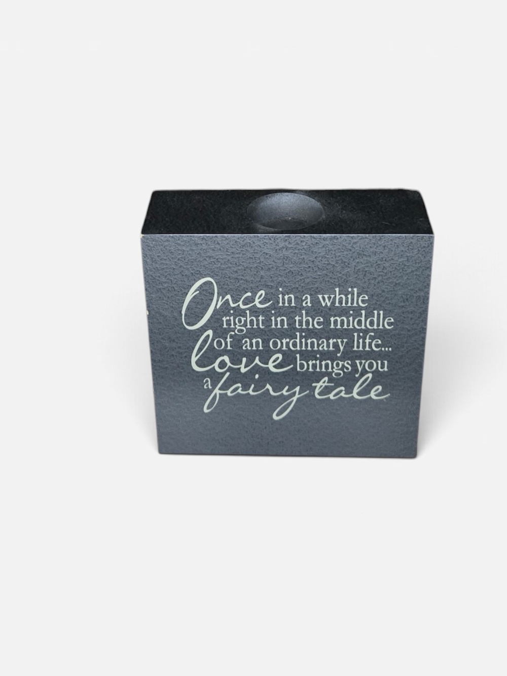 Decorative Black Candle Holder Block with Fairy Tale Quote - Picture 4 of 4